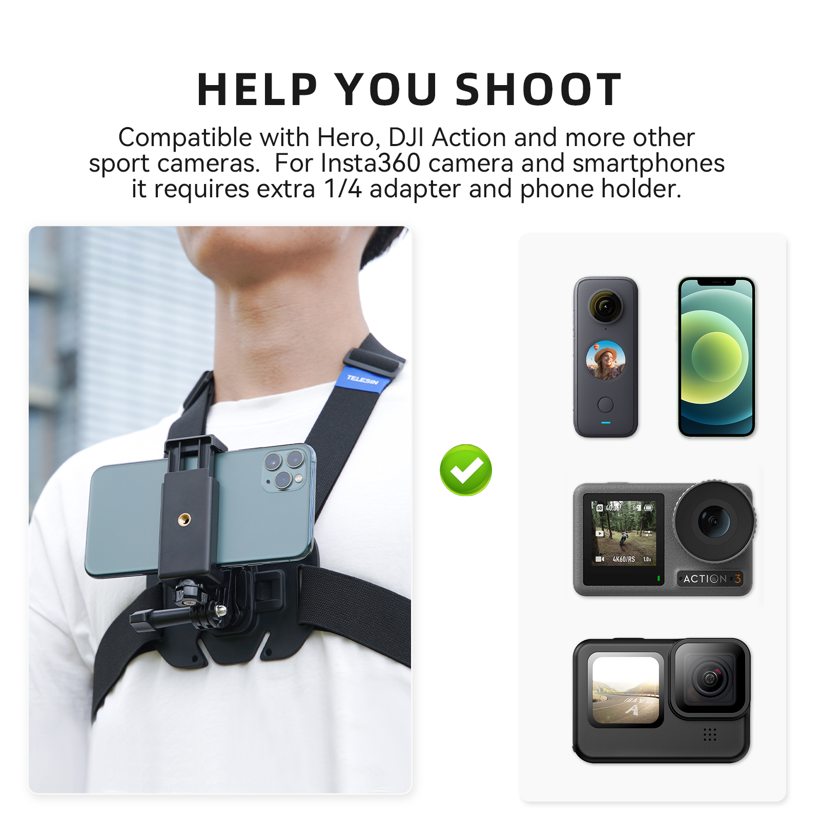 TELESIN Chest Strap Mount Wais - Drone Camera Action recensie en prijs